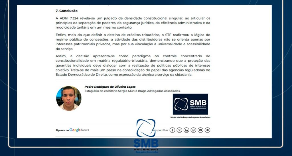 Talento da equipe do SMB Advogados Associados tem artigo publicado no Migalhas, maior portal jurídico do país!